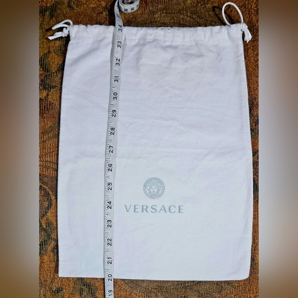 NEW VERSACE 14" X 10.5" White Flannel Drawstring Dust Bag Handbag Protector Shoe - Picture 5 of 6